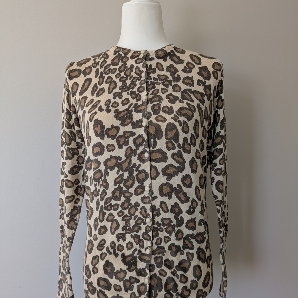 Merona Animal Print Cardigan - Brown and Tan